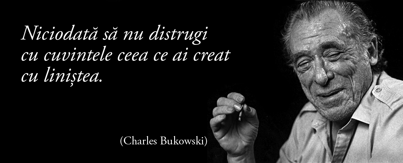 Niciodată să nu distrugi cu cuvintele ceea ce ai creat cu liniștea. — Charles Bukowski