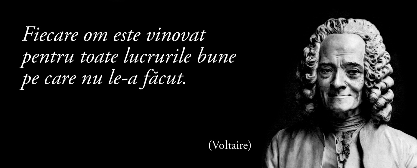 Fiecare om este vinovat pentru toate lucrurile bune pe care nu le-a făcut. – Voltaire